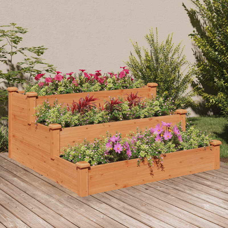 Aukje Wood Raised Garden Bed, Brown