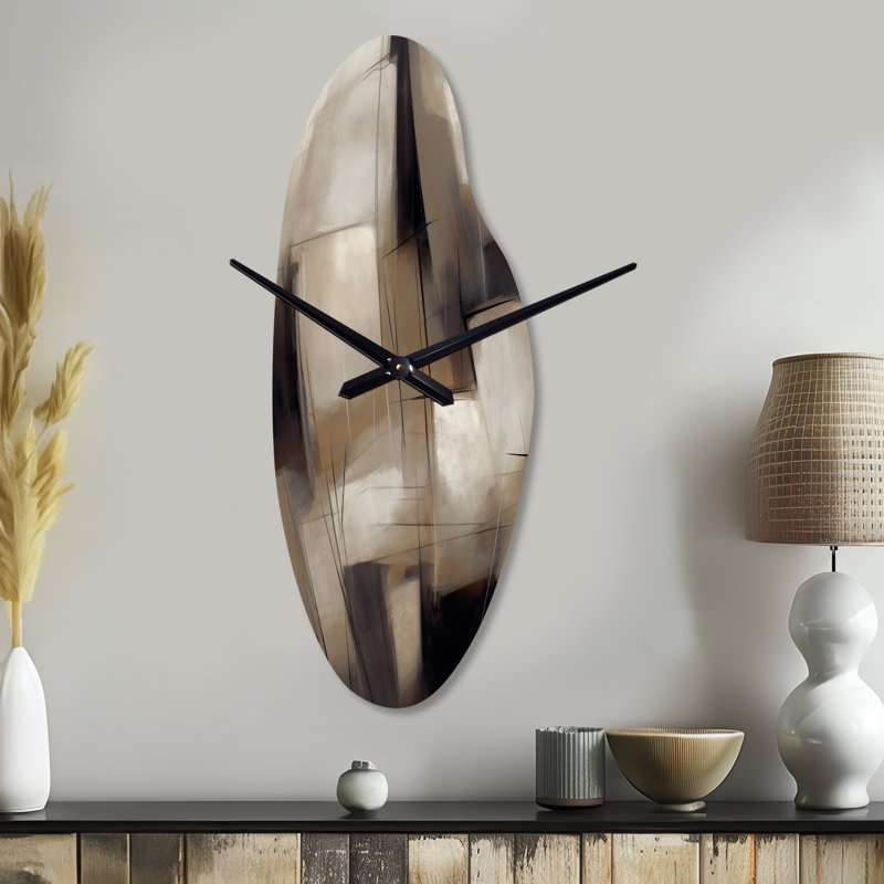 Zell - Curved Shape Large Abstract Painting 3D Wall Clock, Large