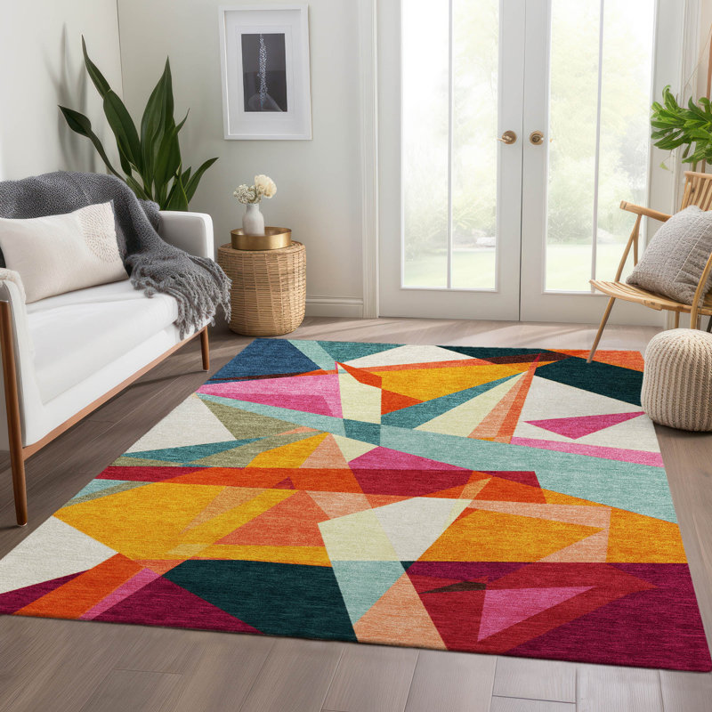 Machine Washable Indoor/Outdoor Cinead ACN1666 Ivory 10' x 14' Rug, Rectangle 8' x 10'