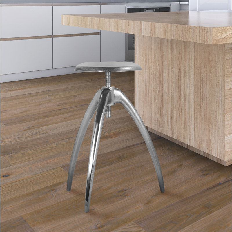 Tabouret tournant à hauteur réglable Dillard, Argent argent