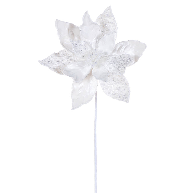 17" Poinsettia Blanc Perle 11" Flwr 2/Bg