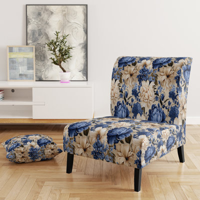 Rustic Victorian Brocade Victorian Pattern - Upholstered Floral Accent Chair Cottage Side Chair