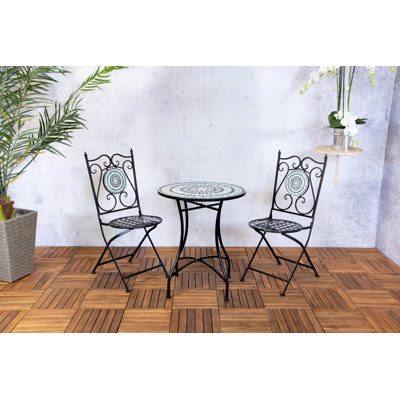 Owsley 2 - Person Metal Patio Dining Set with Round Table