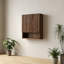 Meuble-lavabo mural moderne en noyer de 26 po avec compartiment de rangement à lattes en bois massif avec tablette