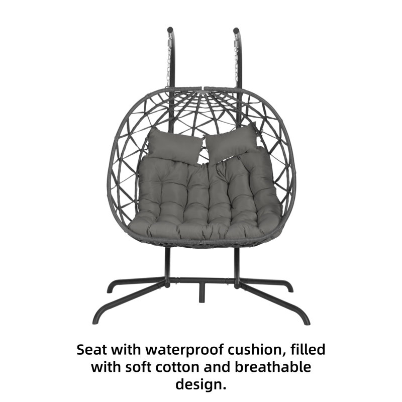 Double avec coussin de chaise suspendu, Gris foncé, Noir