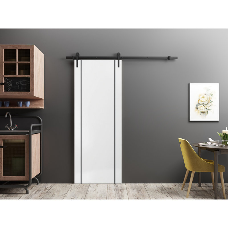 Porte de grange en bois massif massif, 30 po x 96 po, Satin blanc