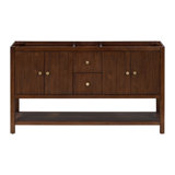 Zoe 60'' Double Bathroom Vanity Base Only in Walnut Finish