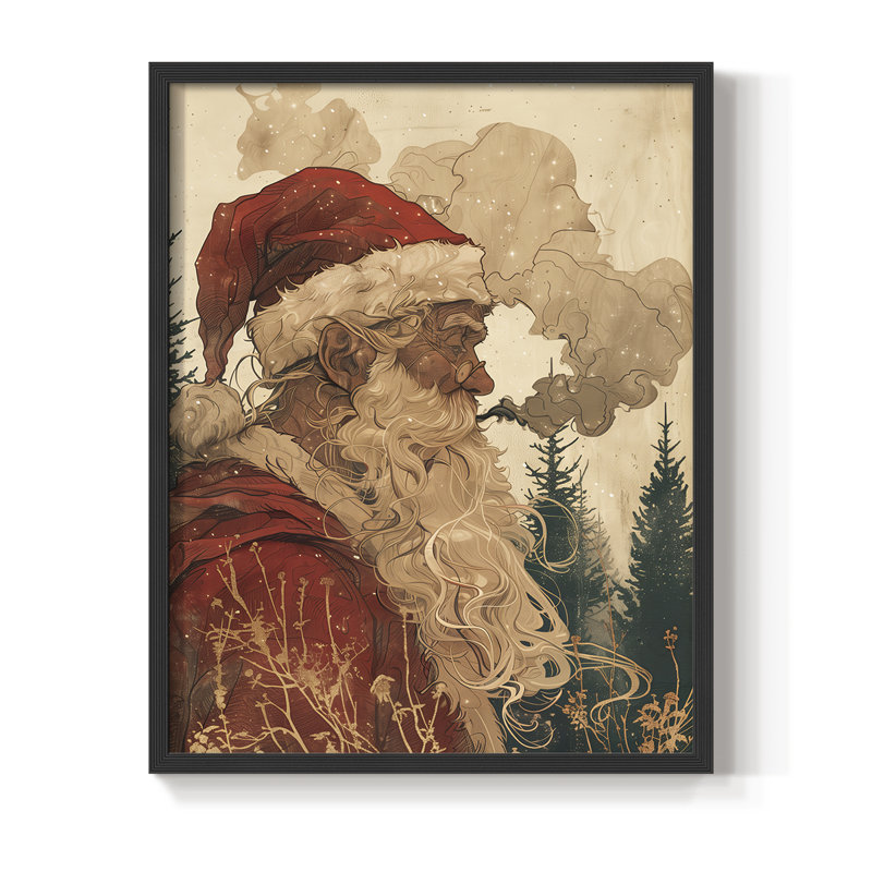 «Christmas Holiday Art DCxxxi», reproduction d'art encadrée - bois massif, H 30 po x l 24 po, Noir, noir, noir, noir