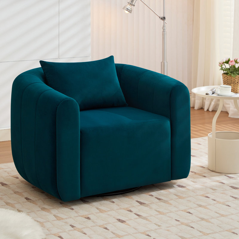 Fauteuil pivotant rembourré de 37 po de largeur, Velours vert