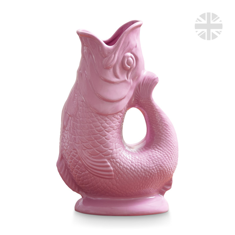 Wade Original Gluggle Jug, Earthenware, Iconic UK Heritage, Made in Stoke-on-Trent, 1.2 L, Pink