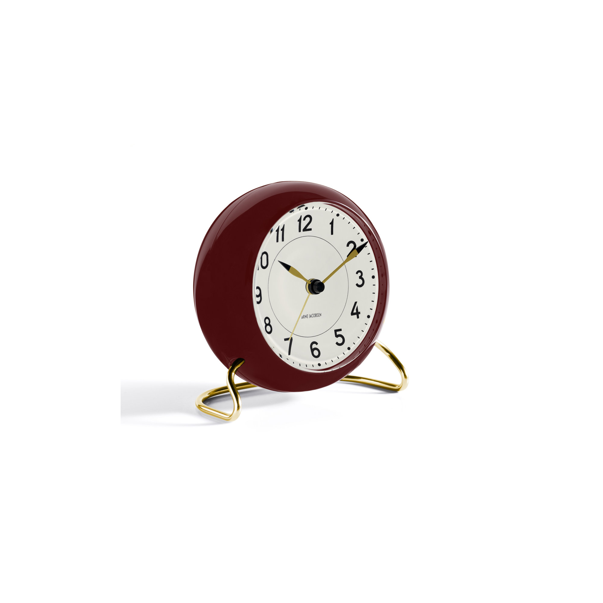 Station Analog Electric Alarm Tabletop Clock, White/Bordeaux/Gold