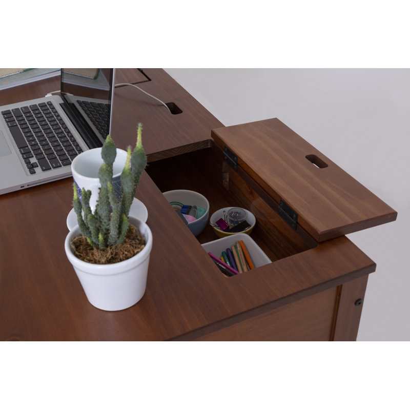 Pharr Solid Wood Writing Desk, Honey