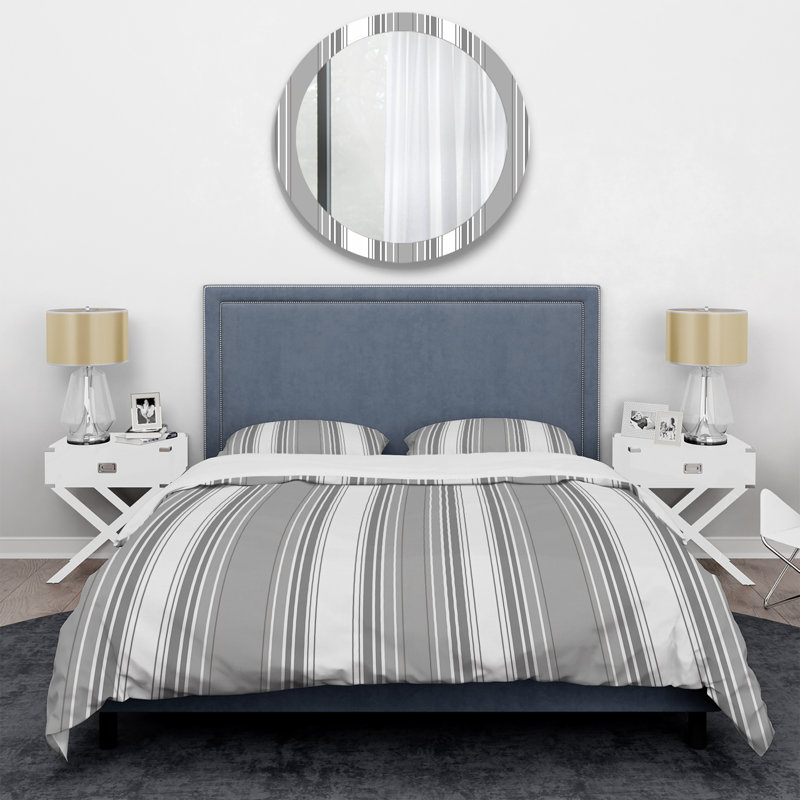 Ensemble de housse de couette moderne à rayures grises et gris, Housse de couette très grand et 2 très grandes t