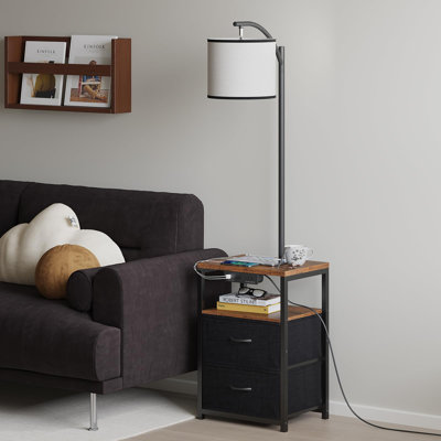 Lampe sur pied avec table et 2 tiroirs