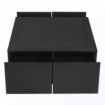 Wooden Square Coffee Table With 4 Drawers