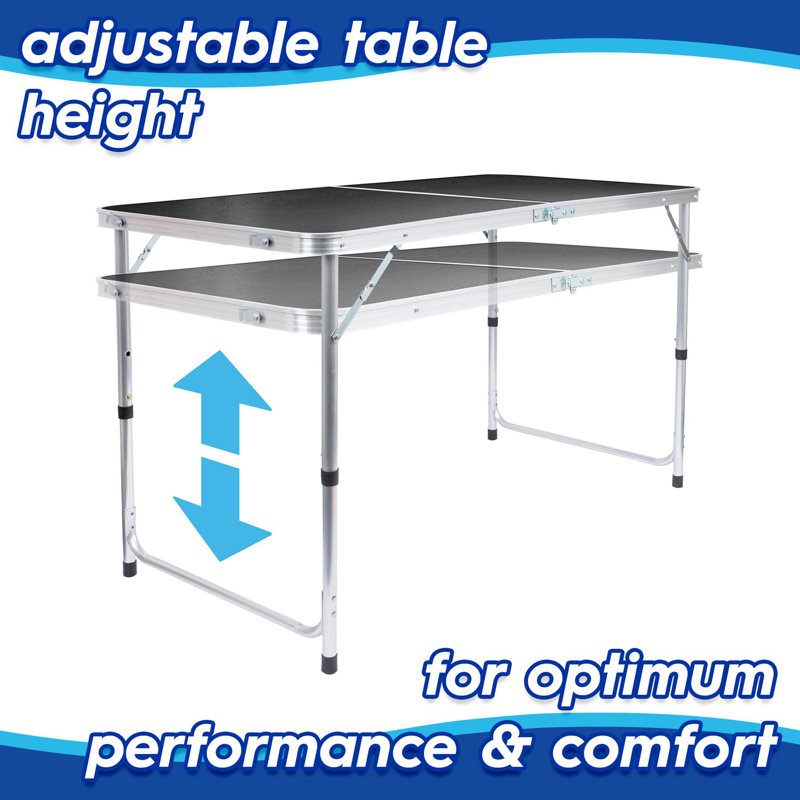 120cm Rectangular Adjustable Folding Table, Black