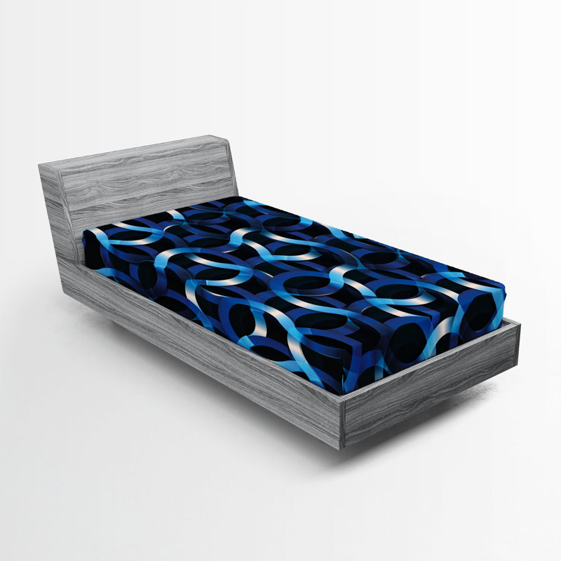 Drap-housse bleu foncé Ambesonne, Ensemble literie pour lit simple