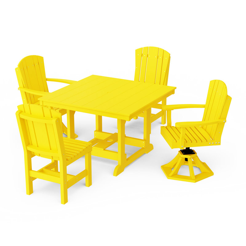 Ensemble repas 5 pièces avec chaises pivotantes Heritage, Jaune citron