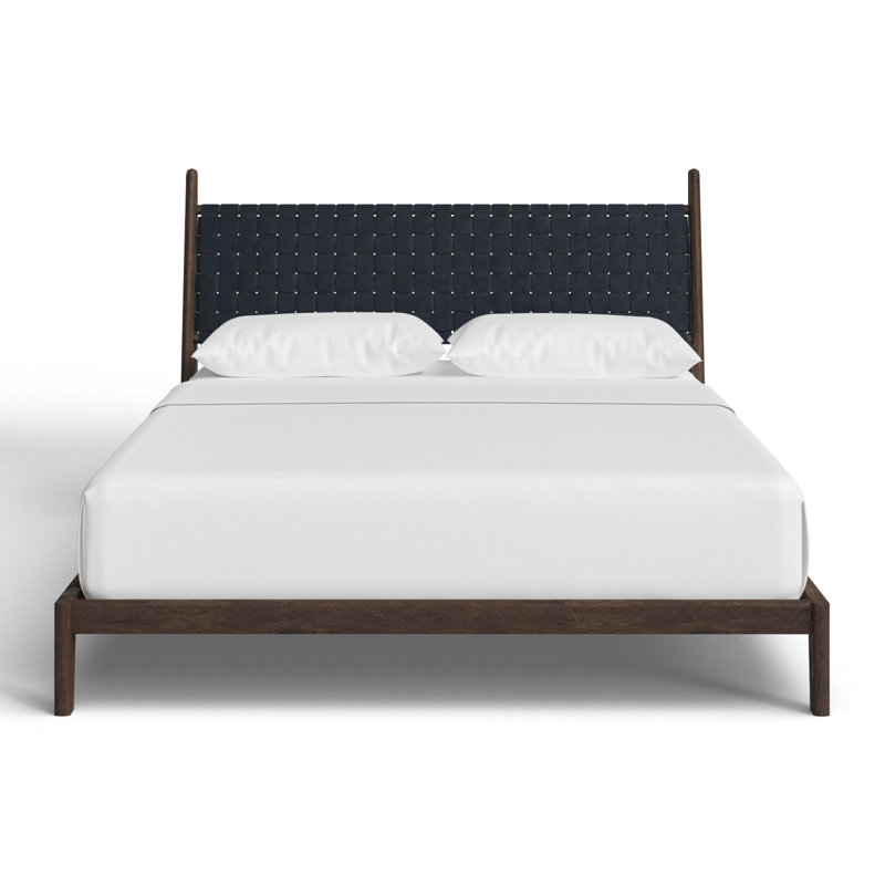 Kacy Leather Platform Bed, Black