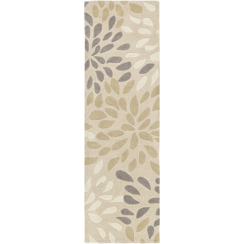 Tapis floral touffeté à la main beige / gris moyen / crème Matusek