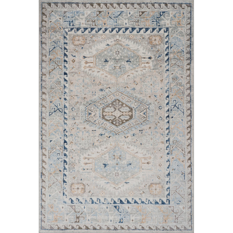 Tapis lavable à médaillon bordé Nuloom Seraphyne, Rectangle 6 pi x 9 pi