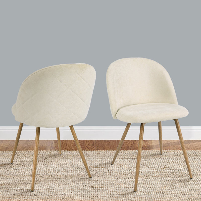 Autaugaville Upholstered Modern Dining Chairs with Metal Legs for Kitchen Living Room, Brown, Terry Fabric Biscuit