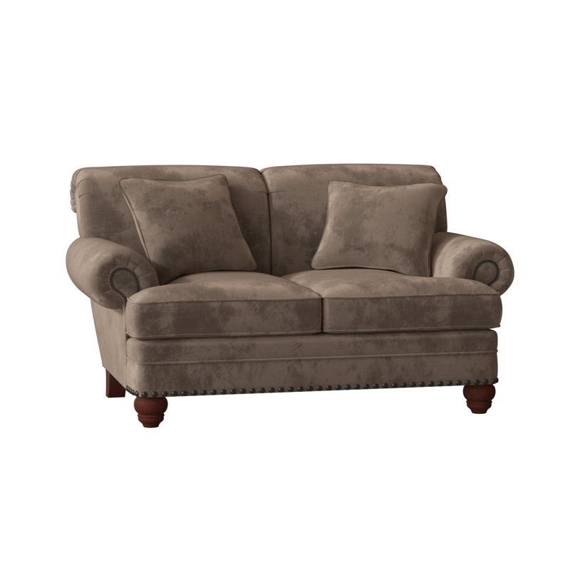 Spratt Loveseat, Aberdeen 9 Brown Velvet, Manhattan, Dark Brass