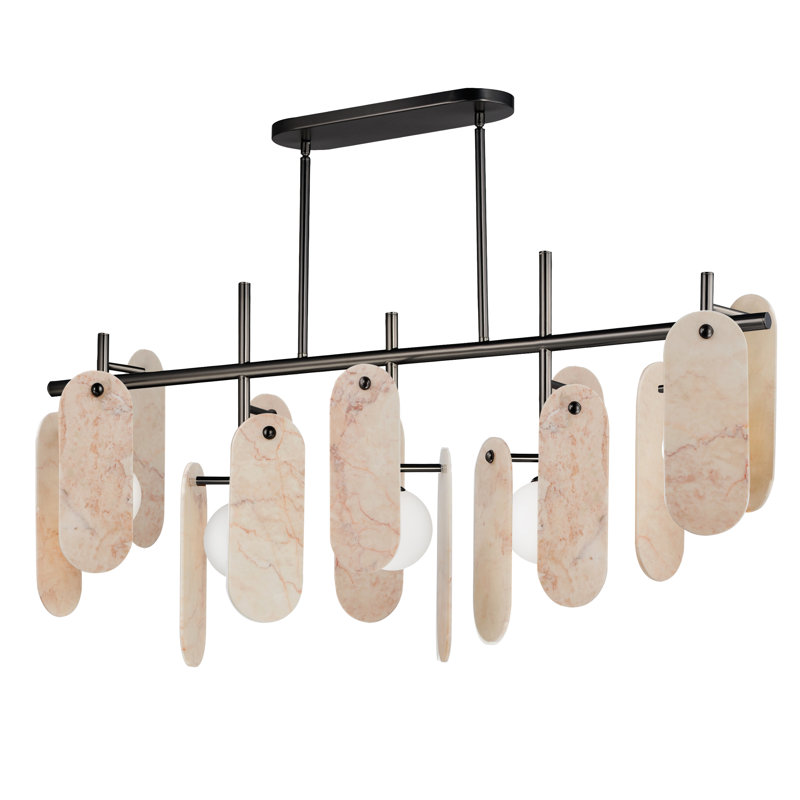5 - Light LED Pendant, Rose Jade, Gunmetal