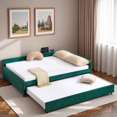 Upholstered Daybed With Trundle And Usb