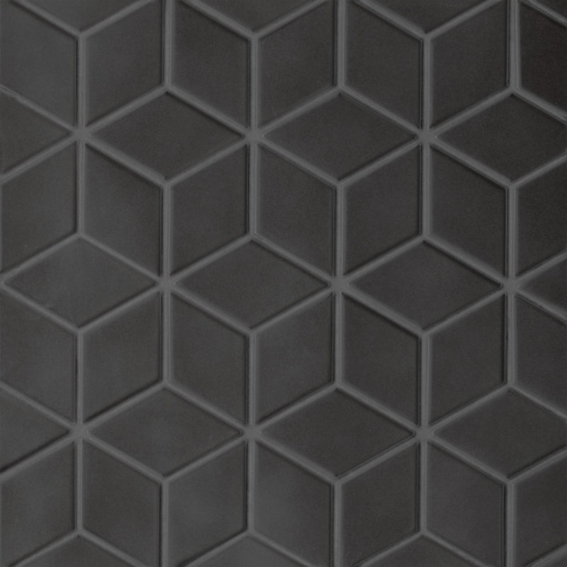 Le Cafe 2" x 3" Diamond Matte Porcelain Mosaic Tile, Black