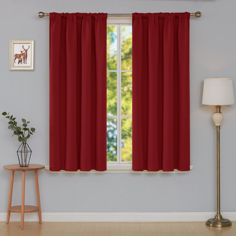 Maksymilan Room Darkening Curtain Pair, 38" W x 54" L, True Red