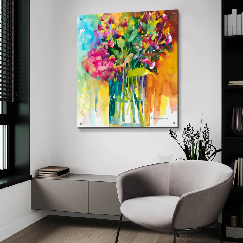 «Bright Bouquet» par Annelein Beukenkamp, art mural en verre acrylique, H 36 po x l 36 po x P 0,2 po