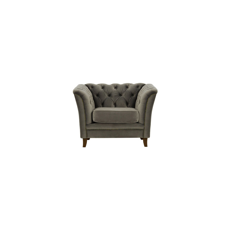 Milana Velvet Armchair, Dark Oak, Dark Grey