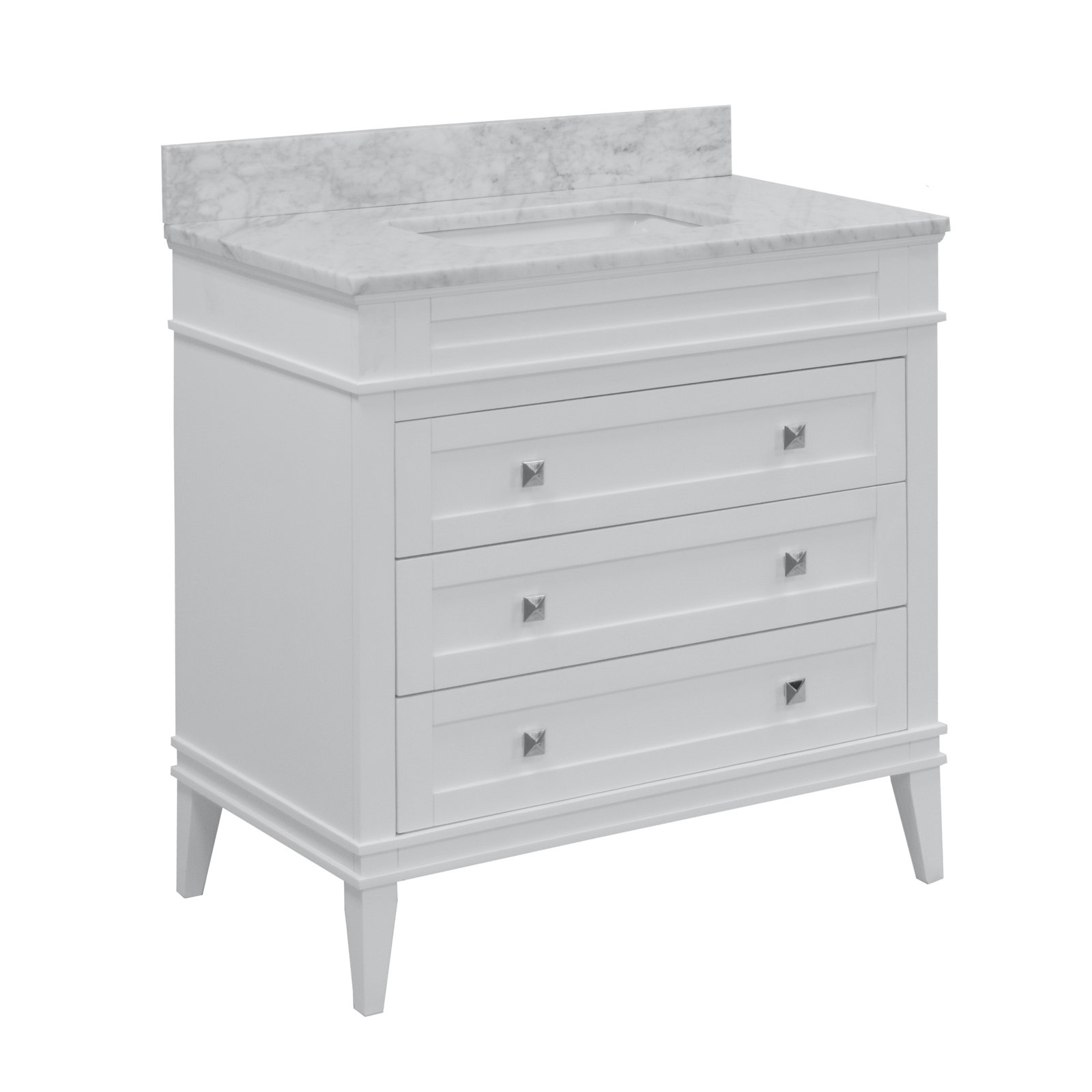 Frankfurt 30'' Single Bathroom Vanity, White, Carrara Marble