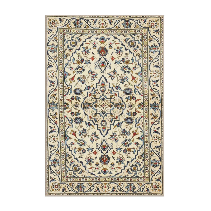 Tapis traditionnel beige / bleu Ryson, Rectangle 3 pi x 5 pi