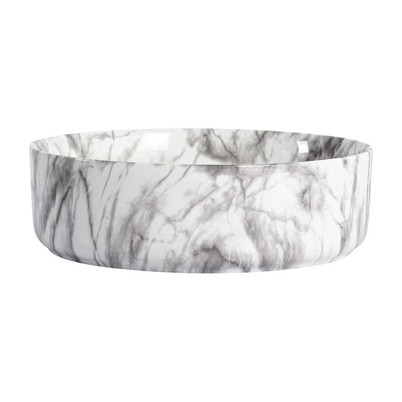Round Ceramic Art Sink For Bathroom, Stain - , Well Done Workmanship, 18.98 Lb Bathroom Above Counter Basin, Exquisite Craftsmanship, High Temperature Fired, 16.05 Inches Deep
