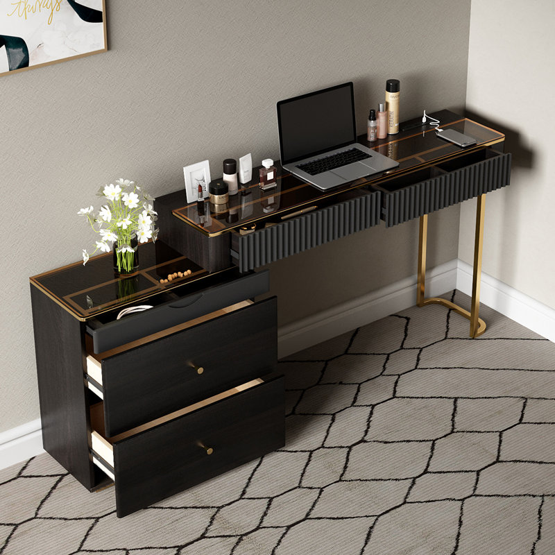 Dressing Table , Walnut/Black