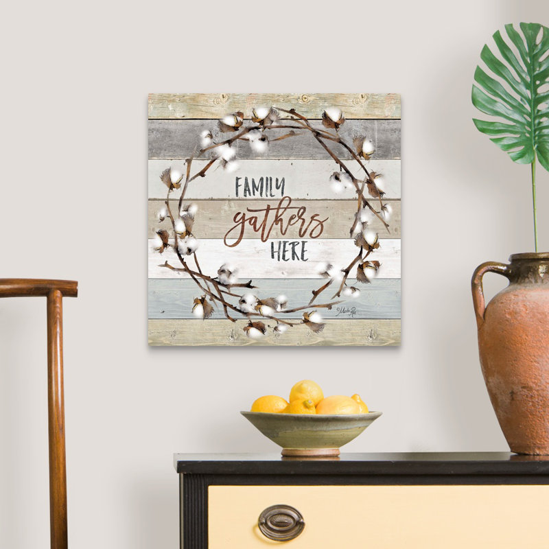 Reproduction d’art textuel sur toile, "Family rassemblements here" par Marla Rae, Toile tendue, H 20 po x l 20 po, Sans cadre
