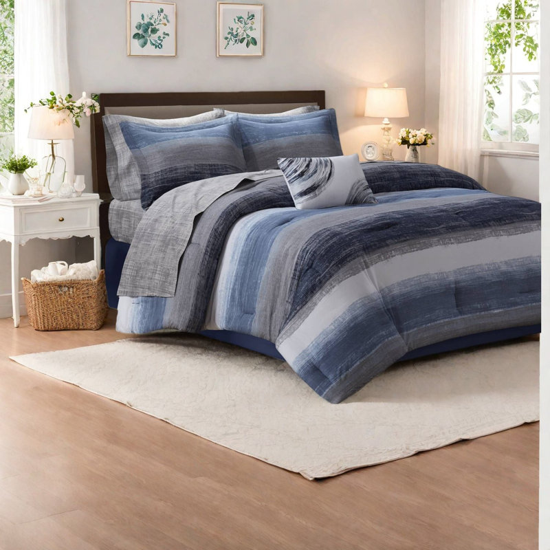 Ensembles de literie de qualité supérieure, draps en coton très grand californien, rayures aquarelle pour la maison