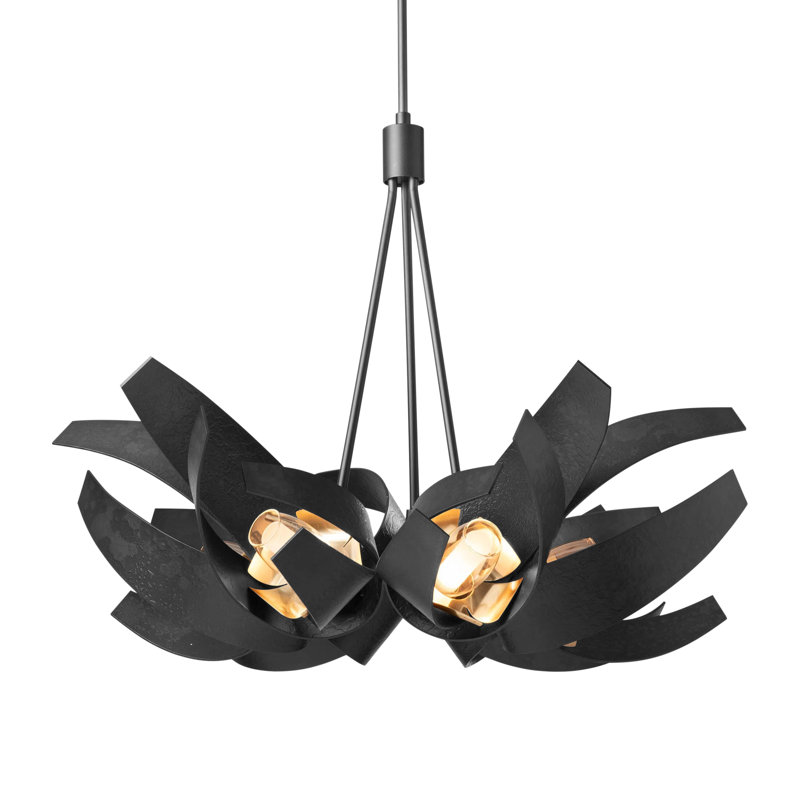 Luminaire suspendu géométrique unique à 6 lumières Corona, Noir