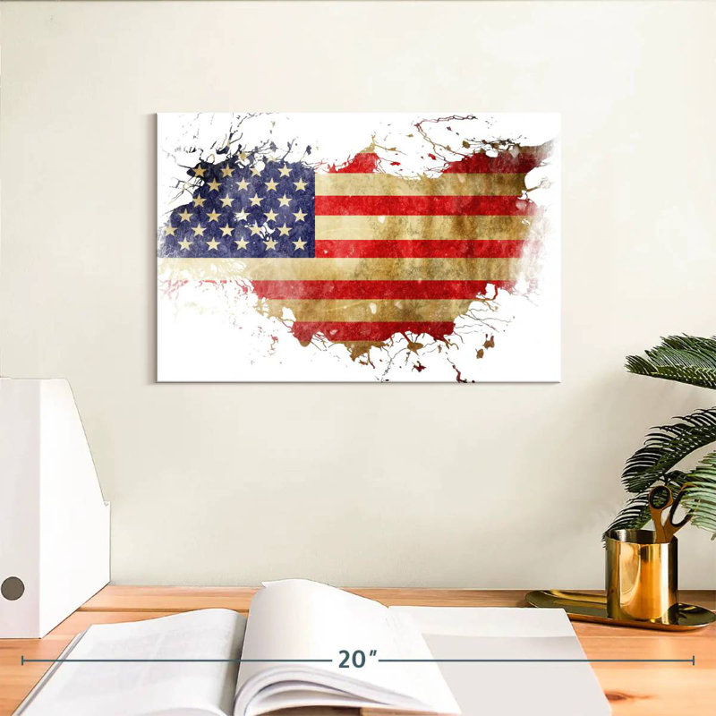 Aliaz American Flag Vintage Map, 8" H x 12" W