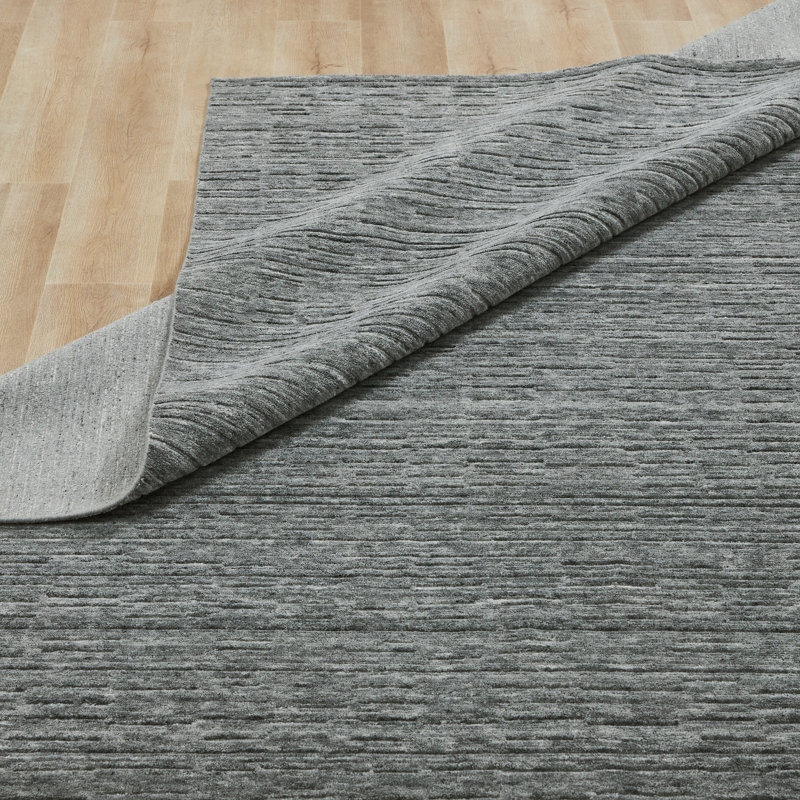 Luxe Sage Veil Wool Handcrafted Area Rug, Rectangle 5'6" x 8'6", Silver/Gray