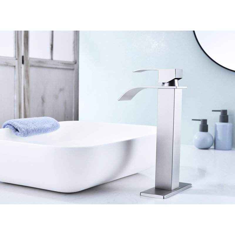 Waterfall - Style Single Handle Bathroom Faucet With Pop Up Drain, No Overflow, Stainless Steel Material, Corrosion Surface, Gentle Waterfall, Ideal For Sinks Without Overflow Spout And Steel,