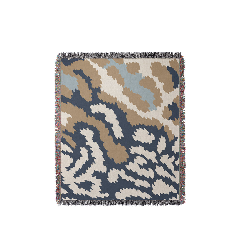 Jeté en coton à imprimé animal, Gris Beige Bleu, 60 po x 80 po