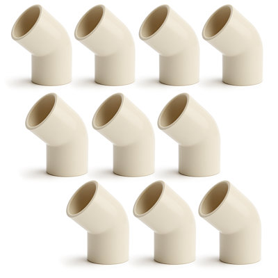 SUPPLYGIANT 10pcs 1/2 Inch CPVC 45 Degree Elbow Socket x Socket Plumbing Fitting