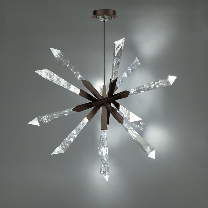 Solitude 12 Light Crystal LED Chandelier, Antique Nickel