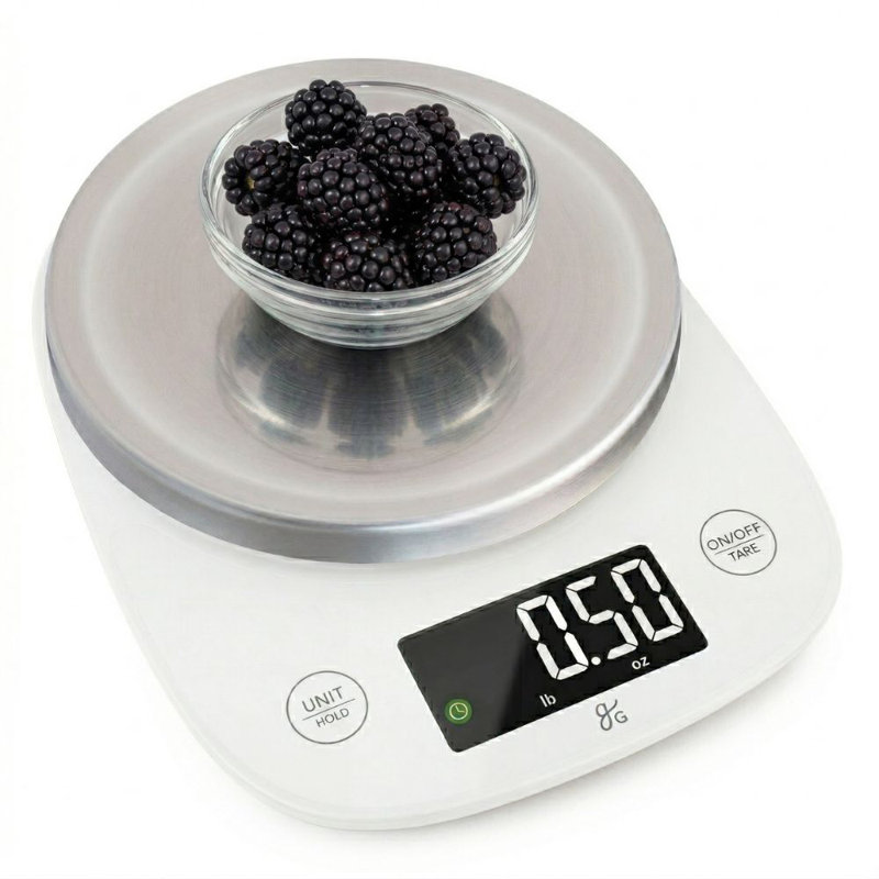 Greater Goods Digital Kitchen Scale with High-Precision Sensors, Stainless Steel Platform, Tare Function, Auto Shutoff, LCD Display, 11 lb Capacity