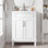 Meuble-lavabo moderne blanc 24 po avec lavabo encastré en céramique, portes à fermeture douce et structure en bois massif