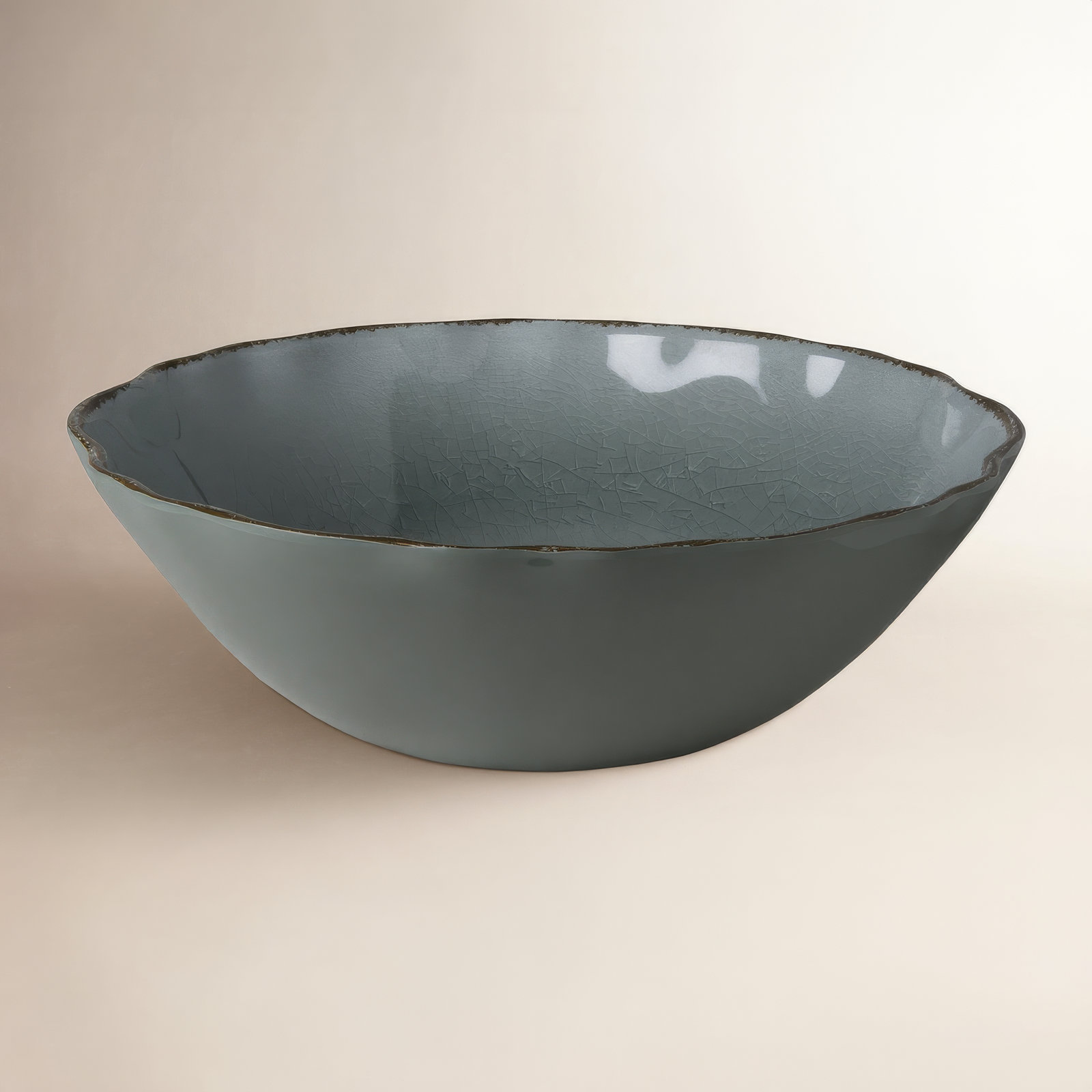 Veranda Melamine Serving Bowl, Slate Blue, 3.9" H x 11.8" W x 11.8" D