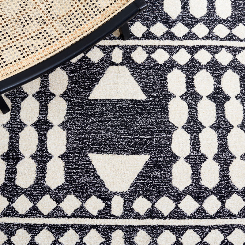 Tapis noir / ivoire Capri 709, Tapis de couloir 2 pi 3 po x 9 pi